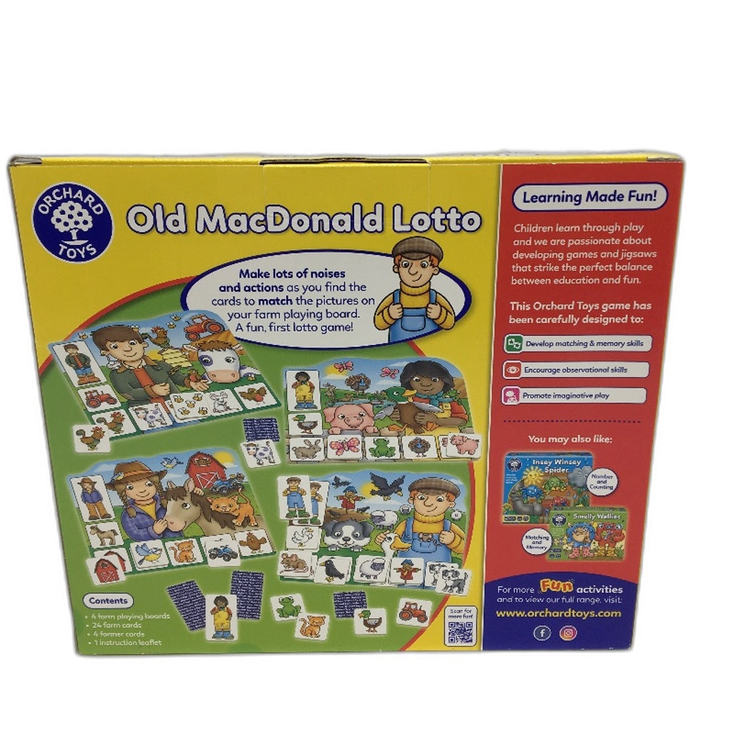 Orchard Toys Old MacDonald Lotto Farm Matching Game 2-4 Players Ages 2-6 NEW