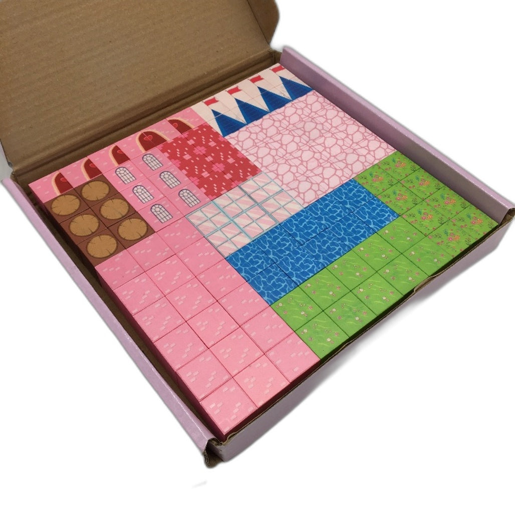 100 Piece Pink Princess Castle Magnetic Building Blocks Cubes with Carry Bag NEW