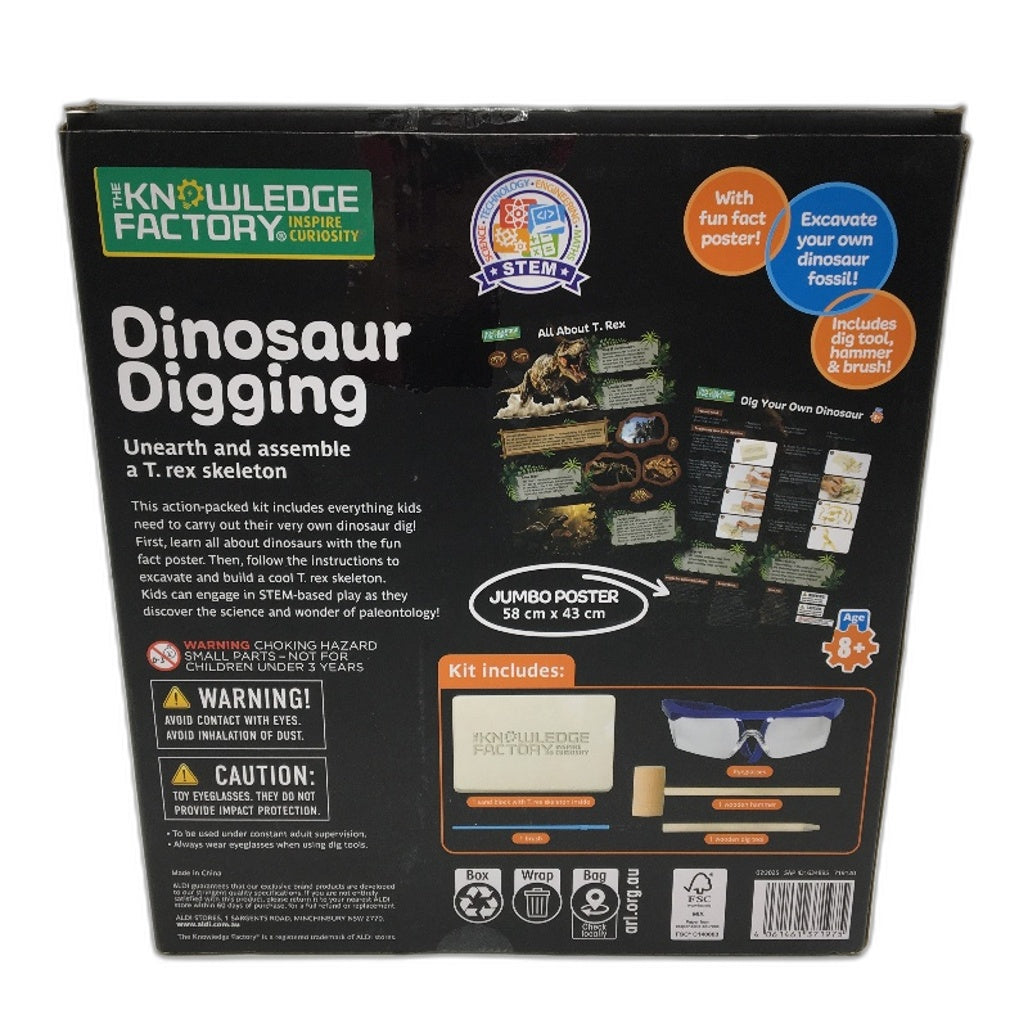 The Knowledge Factory Dinosaur Digging T Rex Skeleton Archeology Kit NEW