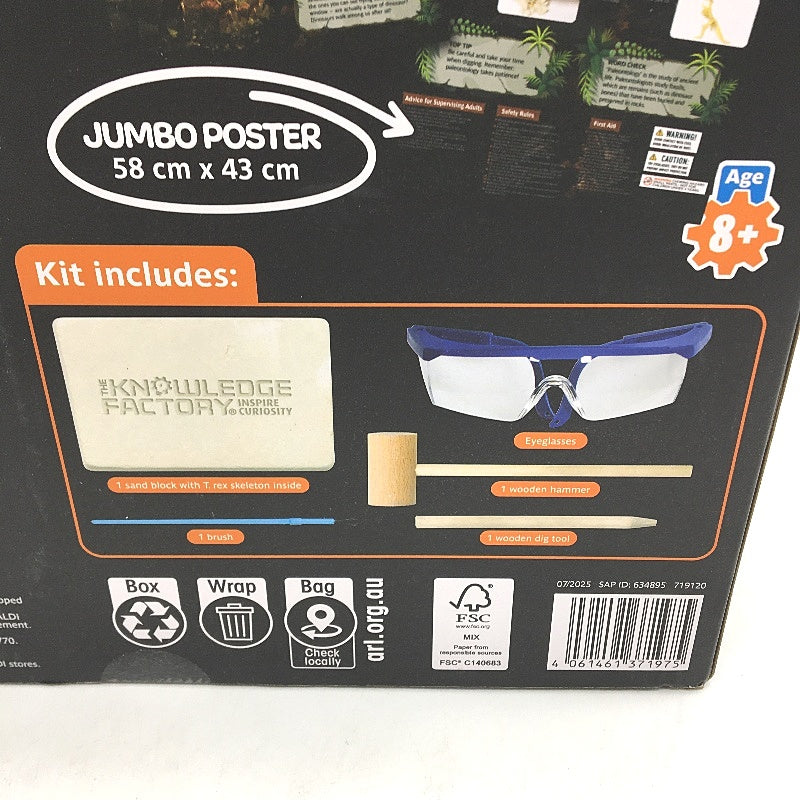 The Knowledge Factory Dinosaur Digging T Rex Skeleton Archeology Kit NEW