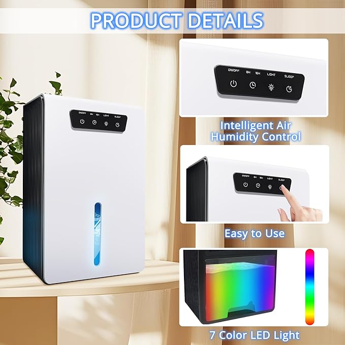 3200mL 8-16H Timer Low Noise 360 Airglow Auto Shut Off Dehumidifier NEW
