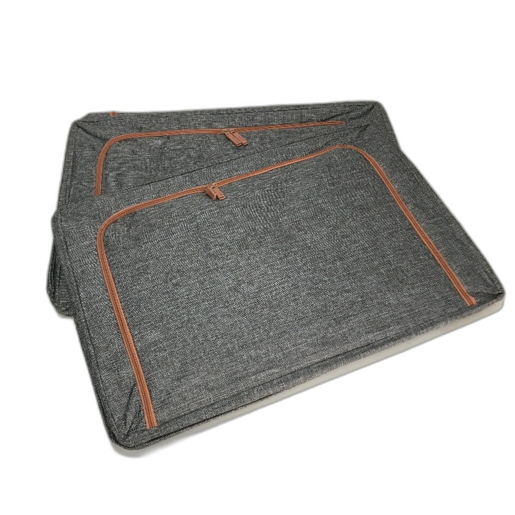 2 Pack 100L Textured Linen Foldable Clothes Steel Frame Storage Bins in Grey NEW