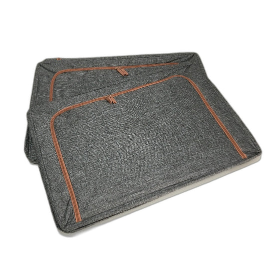 2 Pack 100L Textured Linen Foldable Clothes Steel Frame Storage Bins in Grey NEW