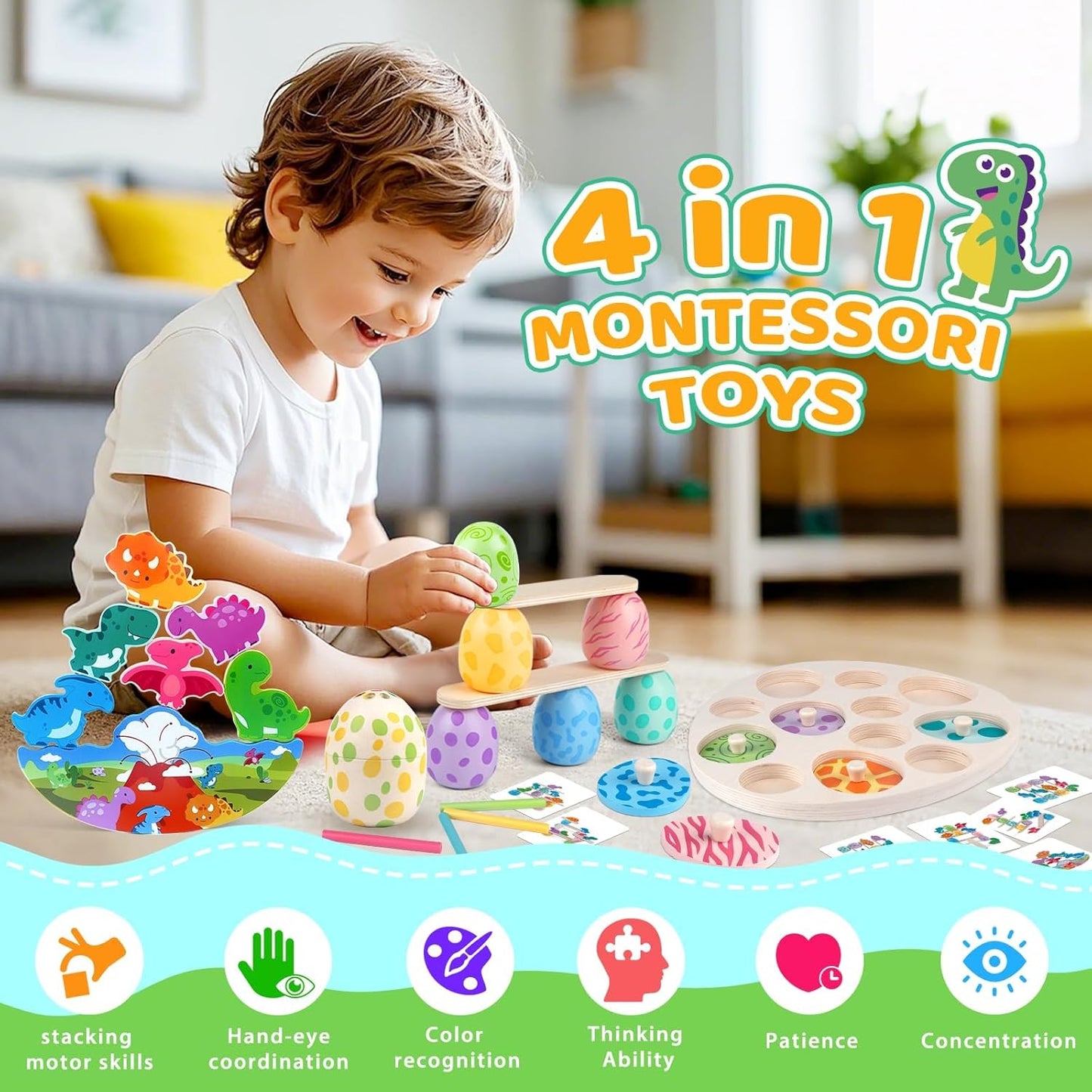 45 Piece Dinosaur Family Montessori Sensory Learning Play Toddler Toys NEW