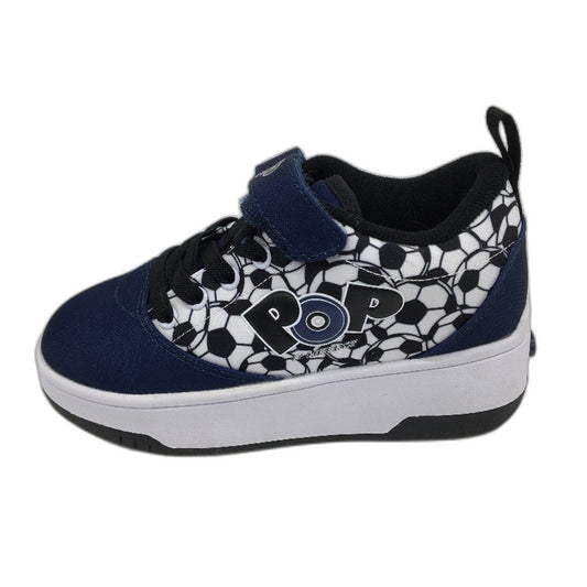Pop by HEELYS Soccer Ball Pattern Navy Wheel Sneaker Boys Size EU 32 NEW