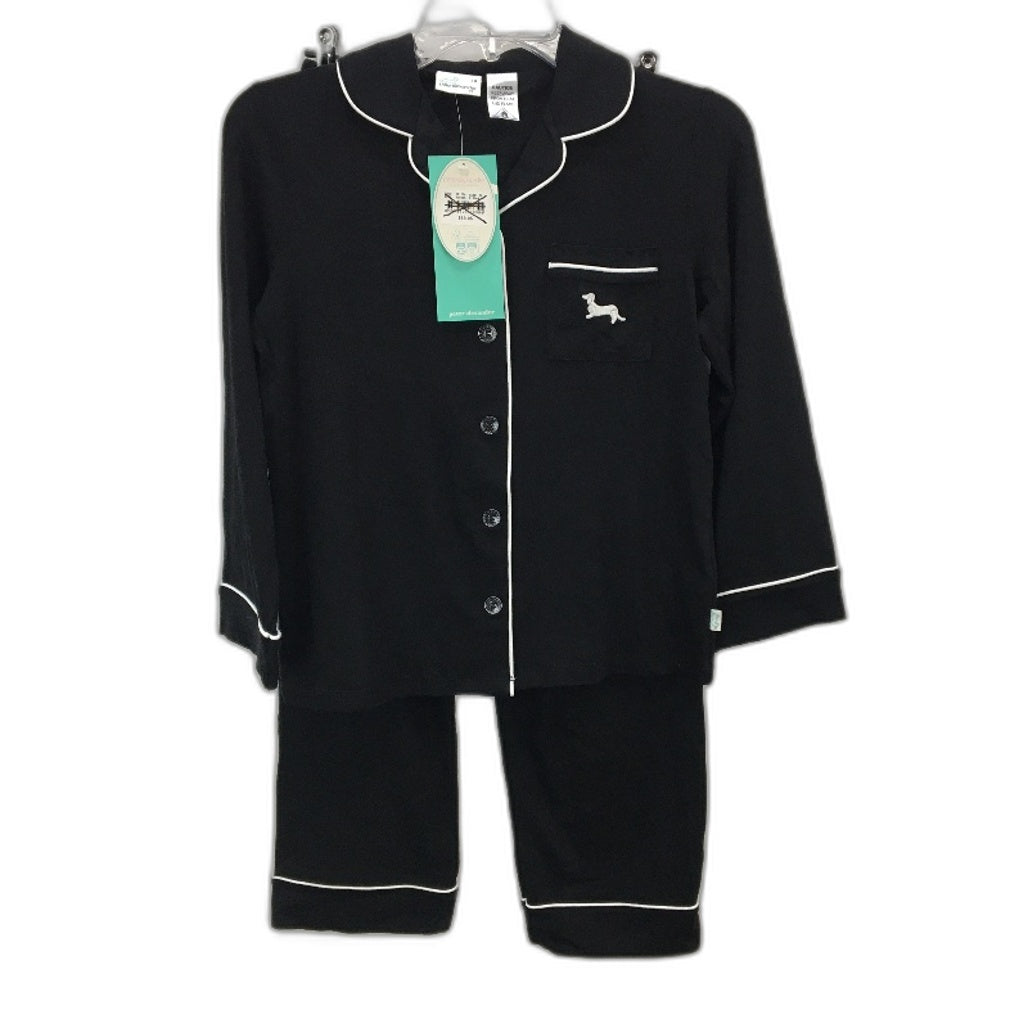 Peter Alexander Bamboo Long Black Pyjama Set Junior Girls Size Youth 10 NEW