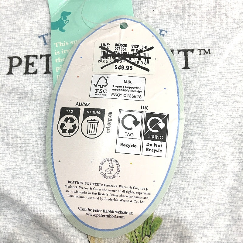 Peter Alexander Peter Rabbit Plush Long PJ Set Baby Boys Size 00/3-6 Months NEW