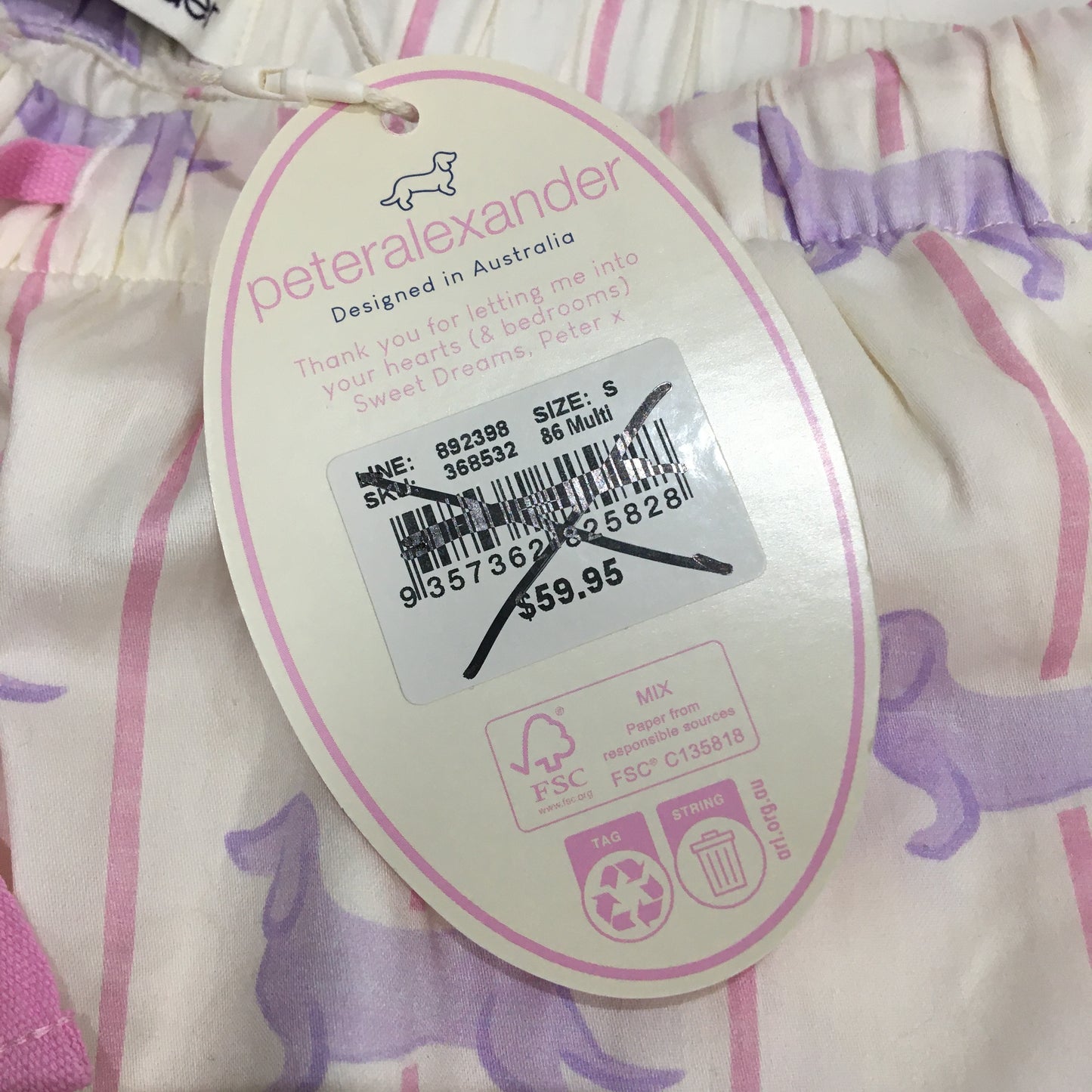 Peter Alexander Penny Pink Stripe Cream Boxer Shorts Ladies Size Small NEW
