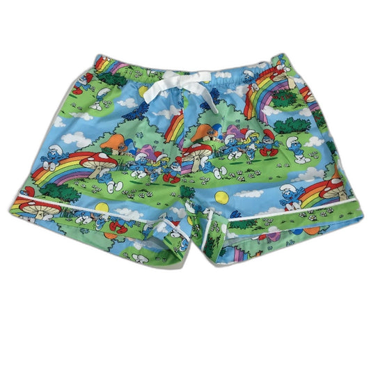 Peter Alexander The Smurfs Print Satin Shorts Junior Girls Size Youth 12 NEW