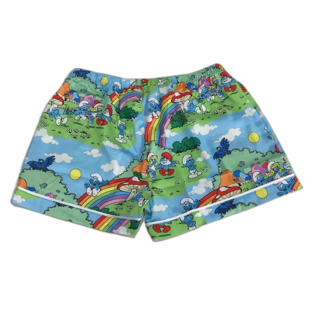 Peter Alexander The Smurfs Print Satin Shorts Junior Girls Size Youth 12 NEW