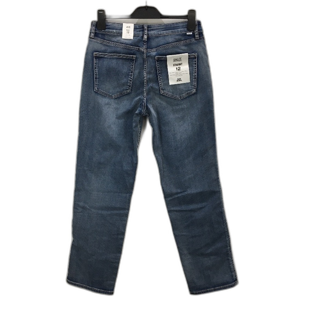 Just Jeans Amaze Knit Straight Mid Rise Denim Blue Jeans Ladies Size AU 12 NEW