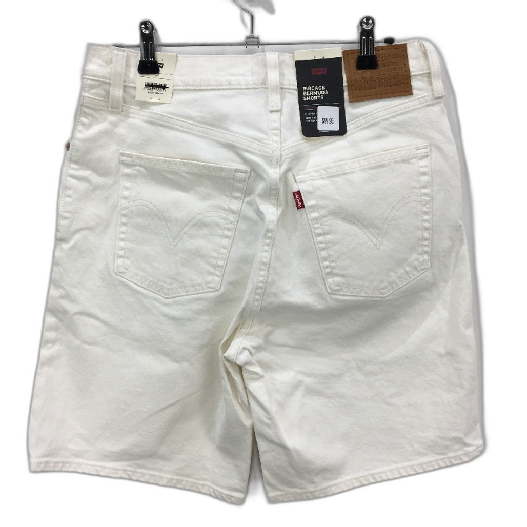 Levi's Ribcage Off White Cotton Stretch Bermuda Shorts Ladies Size 28 NEW