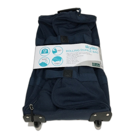 Skylite Navy Blue Durable Canvas Fabric Twin Wheel Rolling Duffle Bag 52L NEW