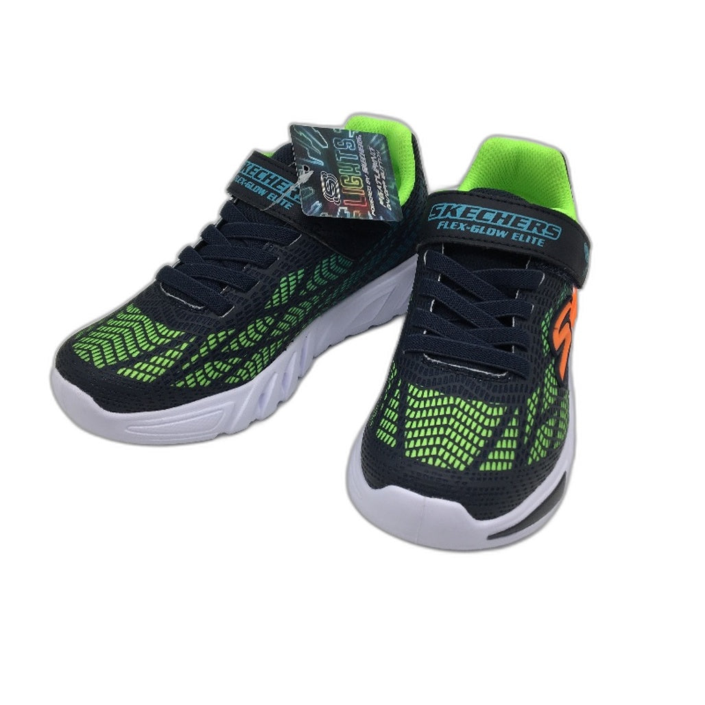 Skechers Light Up Flex-Glow Elite Vorlo Navy Green Kids Size US 3 UK 2 EU 35 NEW