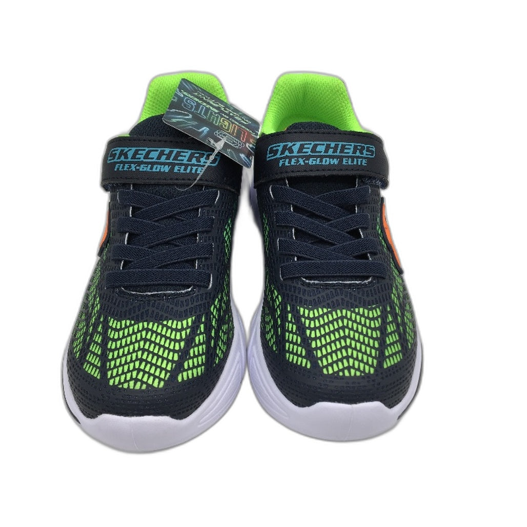 Skechers Light Up Flex-Glow Elite Vorlo Navy Green Kids Size US 3 UK 2 EU 35 NEW