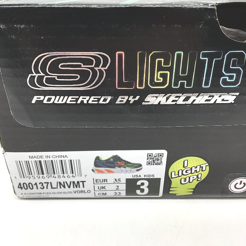 Skechers Light Up Flex-Glow Elite Vorlo Navy Green Kids Size US 3 UK 2 EU 35 NEW