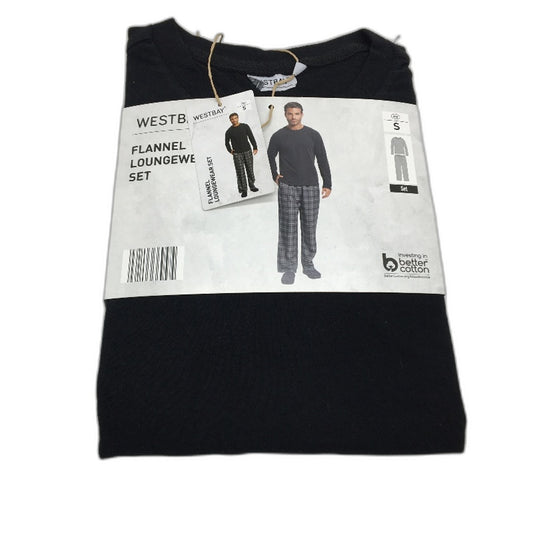 Westbay Black Cotton Grey Check Flannel Loungewear Pyjama Set Mens Sz Small NEW
