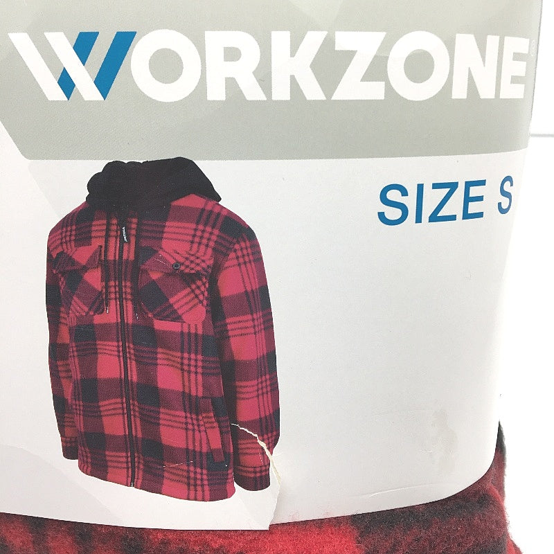 Workzone UPF50+ Black Red Check Sherpa Zip Up Hooded Jacket Mens Size S NEW