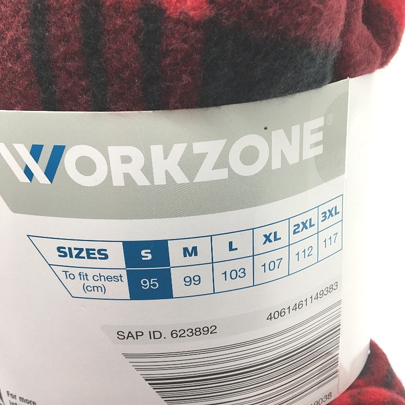 Workzone UPF50+ Black Red Check Sherpa Zip Up Hooded Jacket Mens Size S NEW