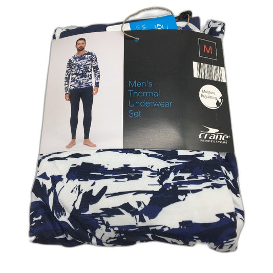 Crane Snow Extreme Navy White Long Sleeve Thermal Underwear Set Mens Size M NEW