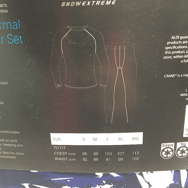 Crane Snow Extreme Navy White Long Sleeve Thermal Underwear Set Mens Size M NEW