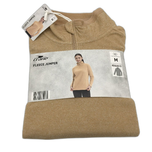 Crane Performance Caramel Tan Regular Fit Soft Touch Fleece Jumper Size M NEW