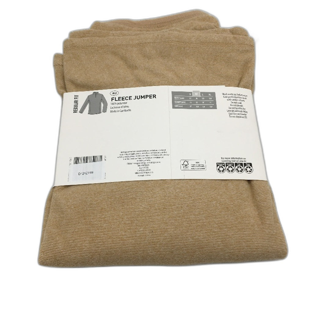 Crane Performance Caramel Tan Regular Fit Soft Touch Fleece Jumper Size M NEW