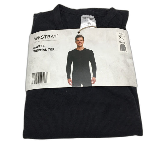 Westbay Black Waffle Slim Fit Cotton Blend LSleeve Thermal Top Mens Size XL NEW