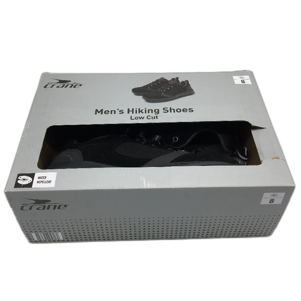 Crane Hiking Low Cut Leather Upper Lace Up Black Sneaker Shoes Mens Sze 8 NEW