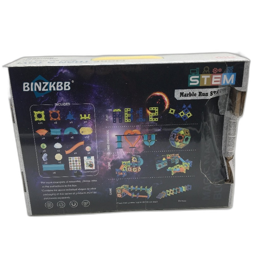 Binzbb Light Magnetic Tiles Building Marble Run 3D Clear Educational STEM NEW