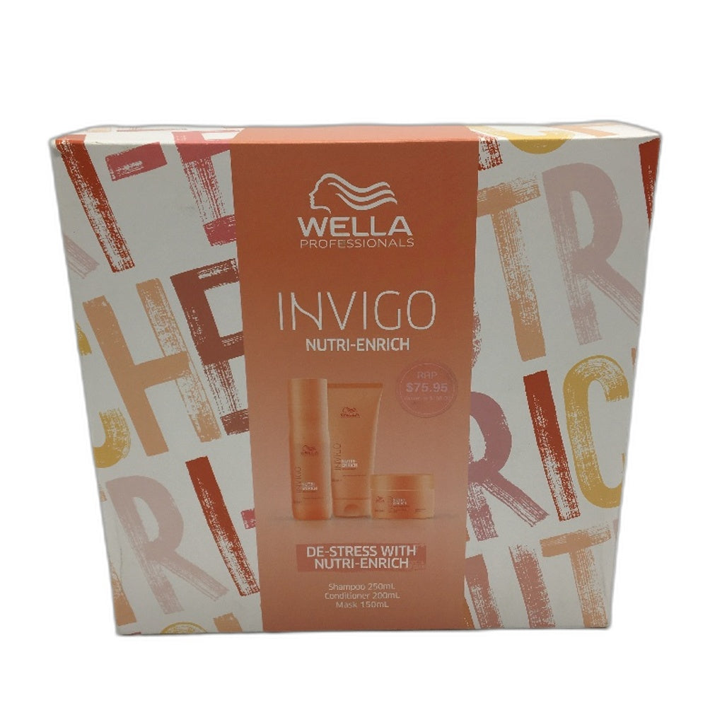 Wella Professional De-Stress With Invigo Nutri-Enrich Trio Set Gift Pack NEW