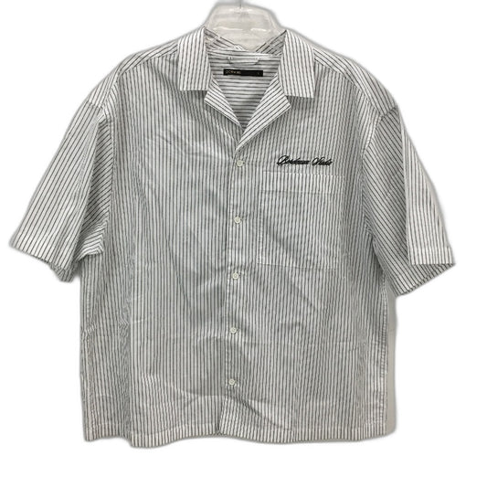 Commons Bordeaux Studio Embroidered Cotton Cream Stripe Mens Size Large NEW