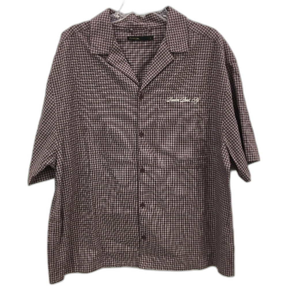 Commons Rucker Park NY Embroidered Cotton Rich Grape Check Mens Size Large NEW