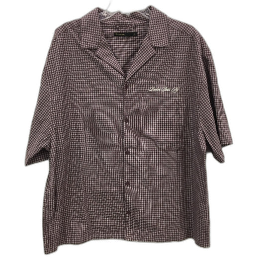 Commons Rucker Park NY Embroidered Cotton Rich Grape Check Mens Size Large NEW