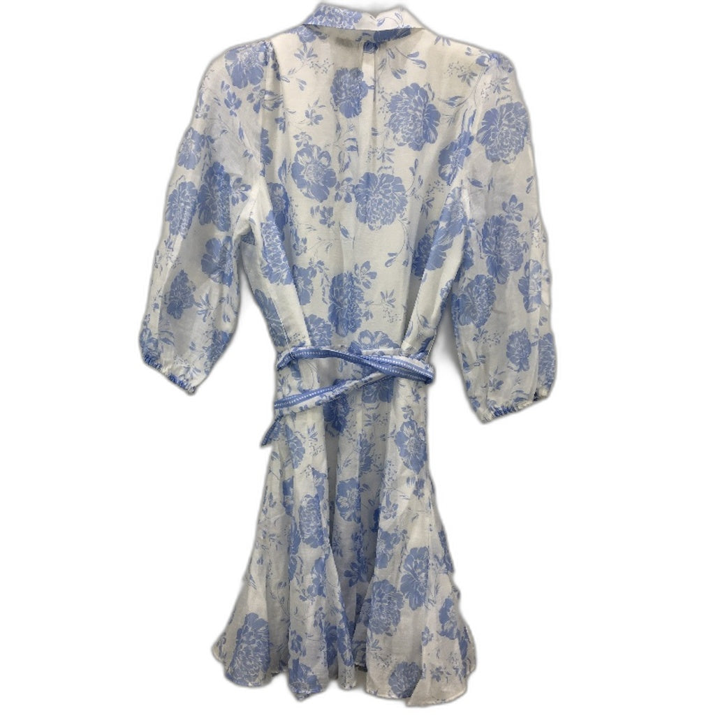 Portmans Priya Godet Fit & Flare White Blue Floral Dress Ladies Size AU 10 NEW