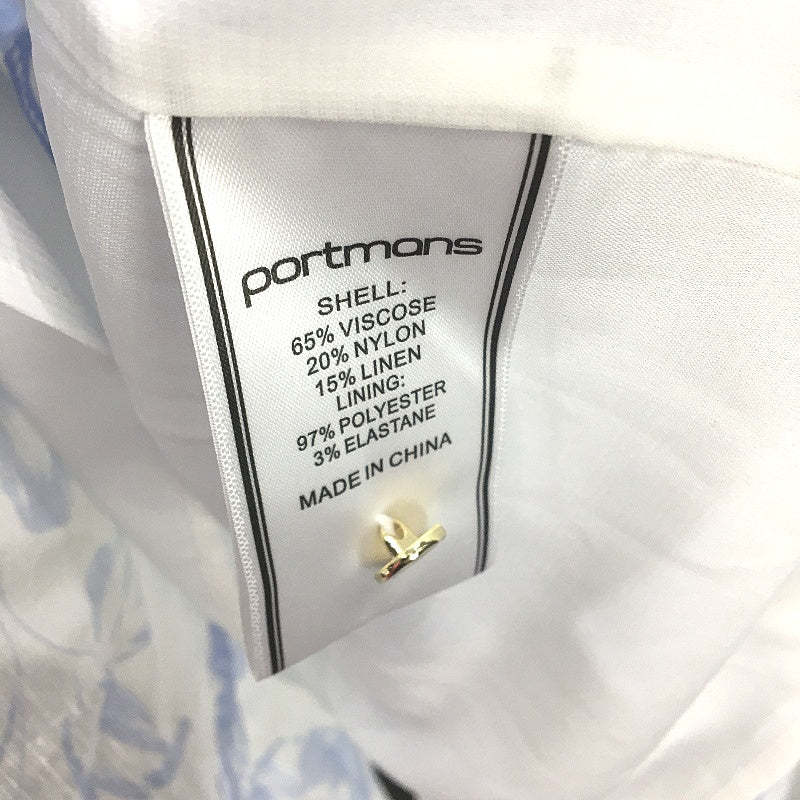 Portmans Priya Godet Fit & Flare White Blue Floral Dress Ladies Size AU 10 NEW