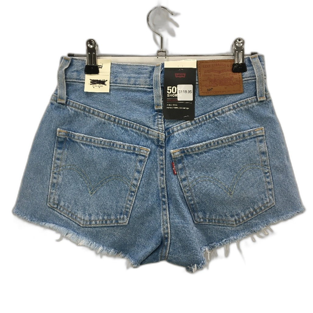 Levi's 501 Original High Rise Light Blue Denim Shorts Ladies Size W24 NEW