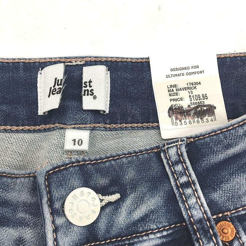 Just Jeans Amaze Knit Straight Mid Rise Denim Blue Jeans Ladies Size AU 10 NEW