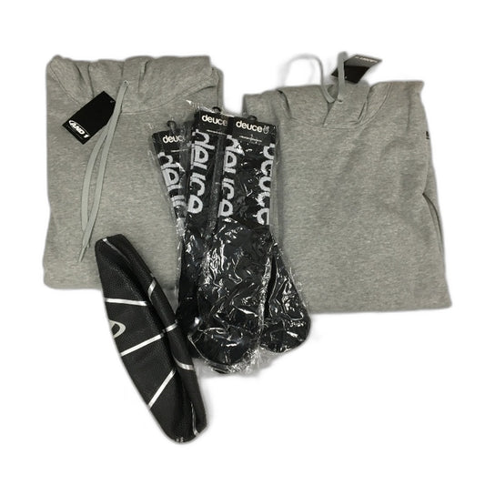 AND1 7pc Grey Hoodies, Black OS Socks and Basketball Unisex Size 2XL Set
