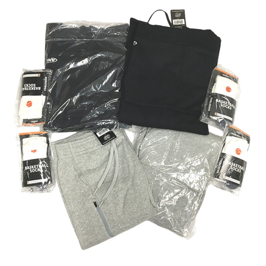 AND1 8pc Black Hoodies, Grey Trackpants and SML LTWT Socks Unisex Size Large