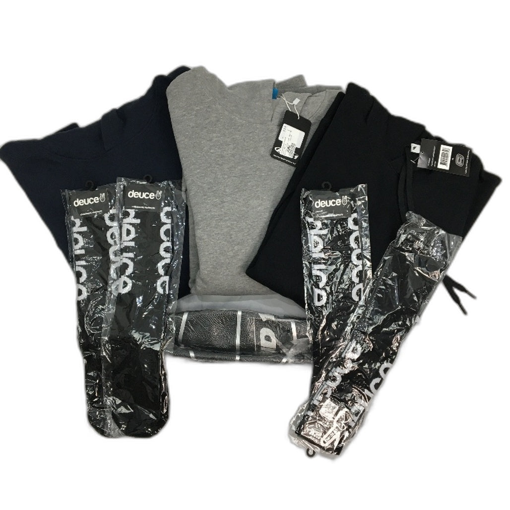 AND1 8pc Grey&Navy&Black Hoodies, Deuce OS Socks and Basketball Unisex Size XL