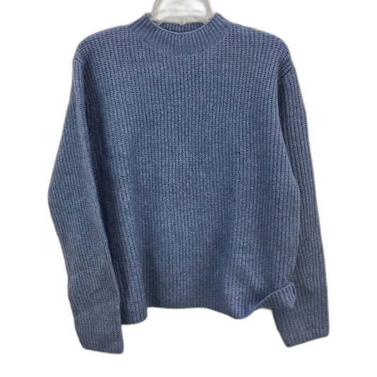Dotti Marissa Mock Neck Boxy Rib Knit Blue Sweater Ladies Size Medium NEW