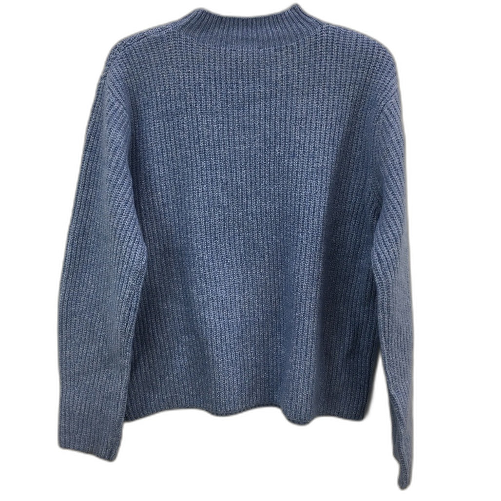 Dotti Marissa Mock Neck Boxy Rib Knit Blue Sweater Ladies Size Medium NEW