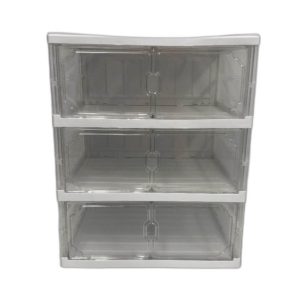 3 Tier Clear Shoe Storage Box with Stackable Drawers Shoe Organiser NEW