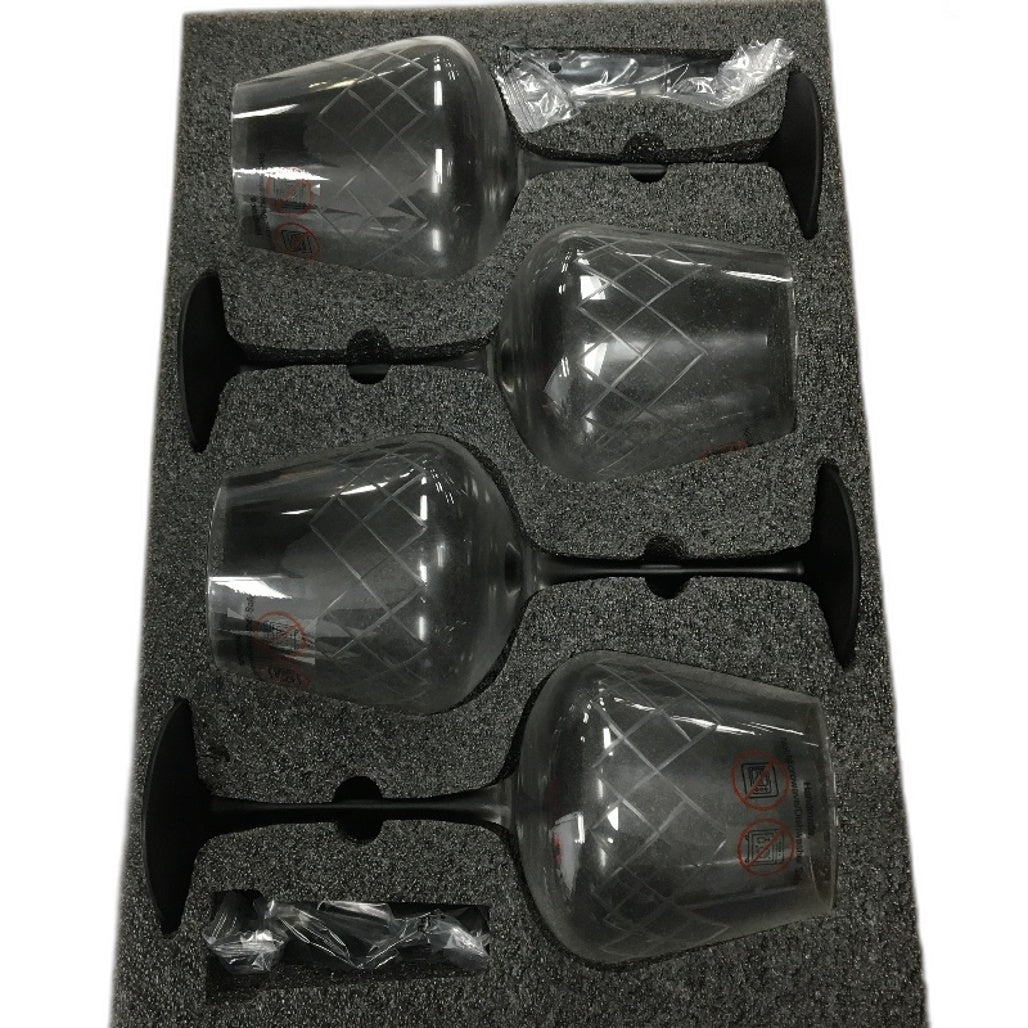 Miamio Set of 4  Diamond Design Red Wine Glasses 480ml Crystaluna Collection NEW