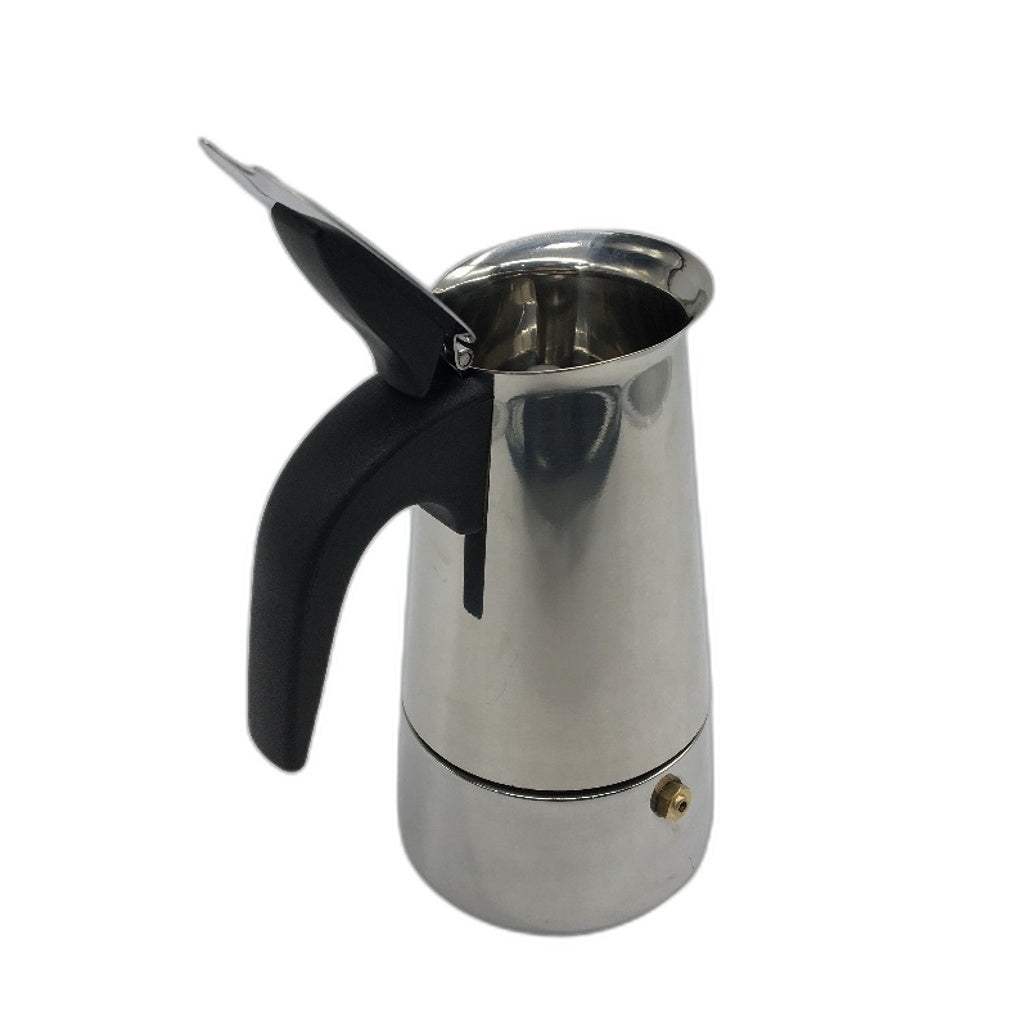 4 Cup Straight Shape Stainless Steel Silver Moka Pot Espresso Maker NEW