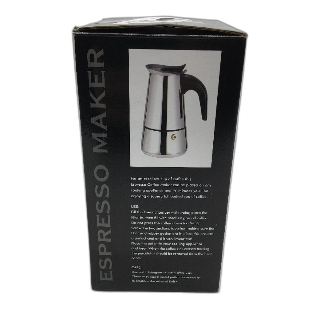 4 Cup Straight Shape Stainless Steel Silver Moka Pot Espresso Maker NEW