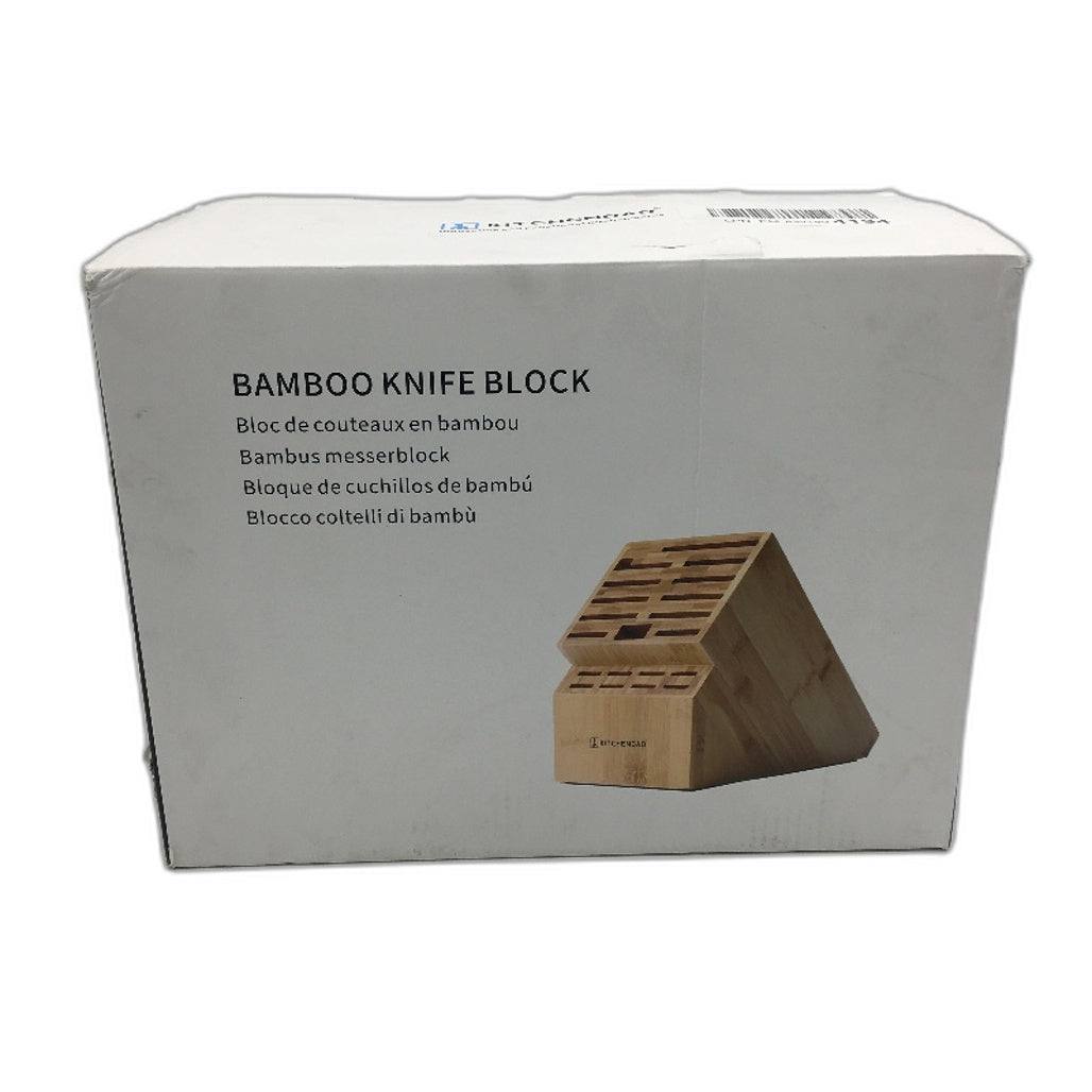 Kitchendao Deluxe 20 Slot Bamboo Knife Block Anti Slip Feet NEW