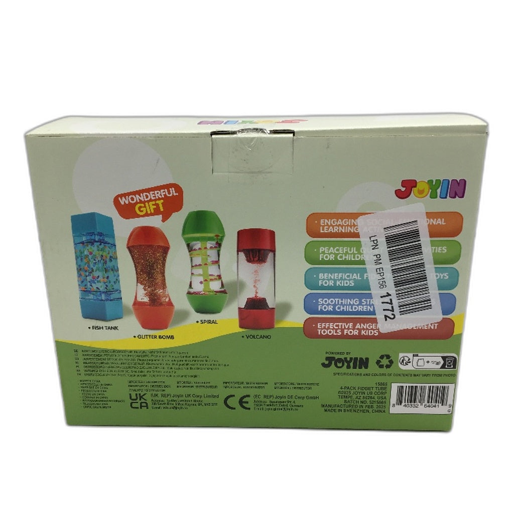 JOYIN 4-Pack Fidget Tubes for Kids Sensory Tubes Stress Relief Toy NEW