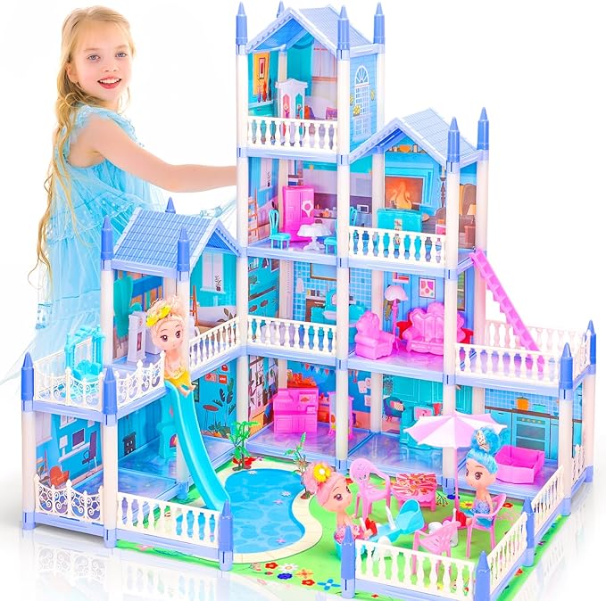 Amidear Dollhouse with 4-Story 11 Rooms Dream Princess Doll House Playset NEW